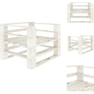 vidaXL Outdoor-Sessel Paletten Holz Weiß - Gartenbänke - Weiß