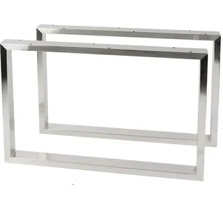 Montixx® 2X (1 Paar) Quadrat-Couchtisch & Tischkufen Bank Tischuntergestell B 50cm x H 40cm Edelstahl - Silber