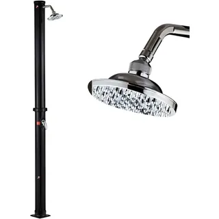 BAKAJI Solardusche für Garten, Pool, Outdoor, Camping, 20 l, mit verstellbarem Duschkopf, Warmwassermischer, Anschluss für den Garten, Größe 220 x 16,5 x 16,5 cm