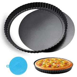 ztowoto Quicheform 28cm,Tarteform Mit Hebeboden,FöRmchen Abnehmbare Tartelette Basis,Sicherheit Tortenboden Backform,Obstkuchenform,Quiche Form,Tortenbodenform(28cm*1,Schwarz)
