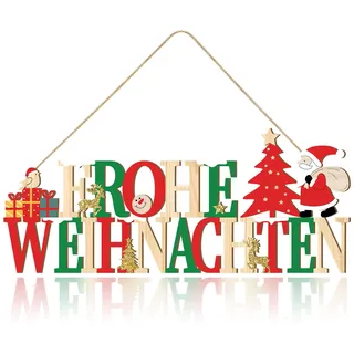 Weihnachten Deko,Türdeko Weihnachten mit Frohe Weihnachten-Schriftzug,Weihnachtsdeko Hängend, Fenster oder Wand Schmücken