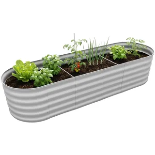 Relaxdays Hochbeet Oval 240 x 45 x 60 cm Grau