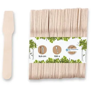 BIOZOYG Umweltfreundlicher Eisportionierer I 100 Eisstiele Holz I Biologisch abbaubare Eislöffel I Holzlöffel einweg I Nachhaltige Eislöffel portionierer I Klimaneutrale Eiscreme Löffel