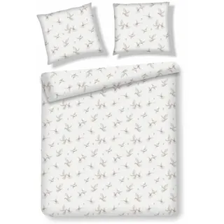home&you Bettwäsche Satin Dovite, 160x200 cm, Ecru, Winter Weihnachten Bettbezug, Weihnachtsdeko, Christmas, Weihnachtsmotiv , Textil , 160x200 cm , Heimtextilien, Bettwäsche & Leintücher, Bettwäsche