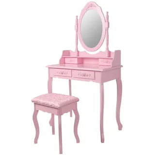 Ml-Design Schminktisch rechteckig Rosa 75/140/40 cm , Holzwerkstoff , 40x140x75 cm , Schlafzimmer, Schminktische