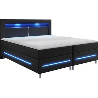 MIRJAN24 Boxspringbett Milano, Polsterbett mit Matratze, Stilvoll Doppelbett, LED-Beleuchtung (Farbe: Soft KM 100 Größe: 180x200 cm) - Grau