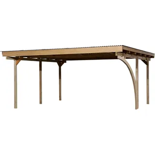 Weka Doppelcarport 500 x 500 cm braun mit Rundbogen
