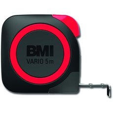 BMI VARIO Standard 411 Taschenbandmaß (5 m, Breite 16 mm, Maßband mit Bandrücklauf + Stopptaste, mit Gürtelclip, Gehäuse glasfaserverstärktes Polyamid) 411541121