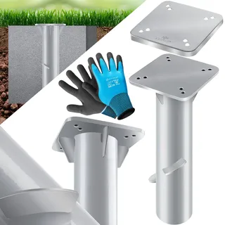 Kesser Universal Bodenplatte Sonnenschirmständer für Sonnenschirm Ampelschirm Kurbelschirm Bodenanker Inkl. Handschuhe 16 cm