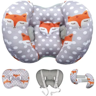 KAKIBLIN 2-in-1 Baby-Reisekissen, Bananenform, verstellbar, für Babys und Kleinkinder, Reisekissen für Kleinkinder, Jungen, Mädchen (Orange)