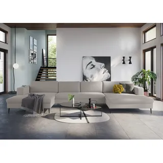 DOMO collection »Modica U-Form aktuelles, kubisches Design mit 2 Recamieren, viel Platz« XXL, in moderner Optik mit, 2 großzügigen Recamieren, auch in Cord, grau