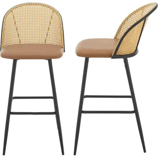 [en.casa] Barhocker Gausdal 2er Set Braun / Schwarz