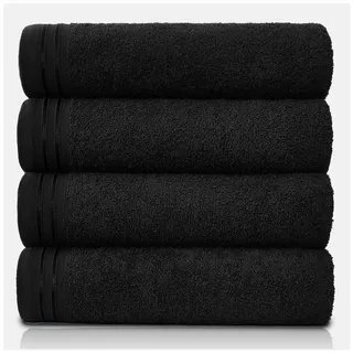 GC GAVENO CAVAILIA Große Handtücher, Badetuch, sehr saugfähig, ägyptische Baumwolle, Handtuch-Set, extra weich, groß, schwarz, schnell trocknend, 450 g/m2, waschbare Handtücher, 75 x 135 cm