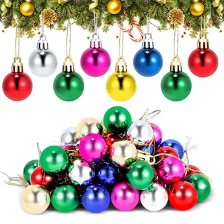 Mini Weihnachtskugeln 50 Stück Christbaumkugeln Bunt 2cm Kunststoff Klein Kugeln Weihnachten Christmas Tree Baubles Weihnachtsbaumschmuck, Christbaumschmuck, Weihnachtsdeko
