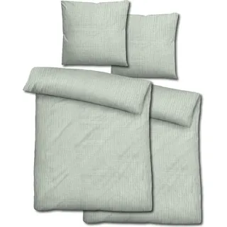 Doppelpack Sleezzz® Musselin Bettwäsche grün 135 x 200 cm + 80 x 80 cm - Grün