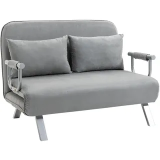 Homcom Schlafcouch Polyester 2-Sitzer Hellgrau