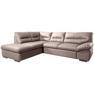 Mivano Ecksofa William / Schlafsofa mit Bett und Bettkasten in L-Form im modernen Design / 268 x 87 x 216 / Kunstleder beige