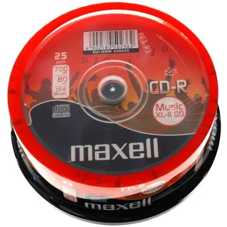 25 Maxell CD-R 700MB Music XL-II 80 in Cake -Box besonders für Musik geeignete 80 MU Rohlinge, 628523.59.GB