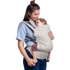 Beco Toddler Babytrage mit extra breitem Sitz - Kindertragerucksack aus 100% Baumwolle, 2 Tragepositionen, Kindertrage Bauch/Kindertrage Rücken, Kindertrage Wandern, 9-27 kg (Ecru)