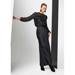 Midirock MADELEINE "Satinrock Eleganter Maxirock für festliche Anlässe", Damen, Gr. 36, schwarz, Obermaterial: 100% Polyester PES., Modern, normal, Röcke Midirock, Langer Satinrock in A-Linie