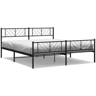 vidaXL Metallbett ohne Matratze mit Fußteil Schwarz 180x200 cm - Schwarz