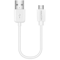 deleyCON 0,15m Micro USB Ladekabel Datenkabel Kompatibel für Android Handys Smartphones Tablets MP3 Player Kameras uvm. - Weiß