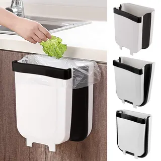 MaoXinTek Abfalleimer, 9 l, zum Aufhängen, faltbar, Kunststoff, für Küchenschrank, Tür, Badezimmer, Auto, WC