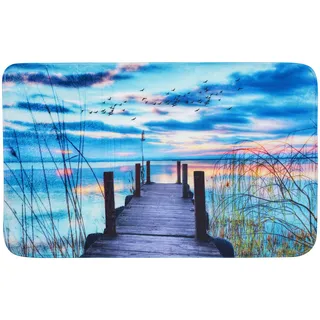 Sanilo Schaum-Badematte »Sunset« Höhe 15 mm Memory Schaum   rutschhemmend beschichtet fußbodenheizungsgeeignet   schnell trocknend   strapazierfähig super weich, kräftige Farben, rutschhemmend, waschbar, blau