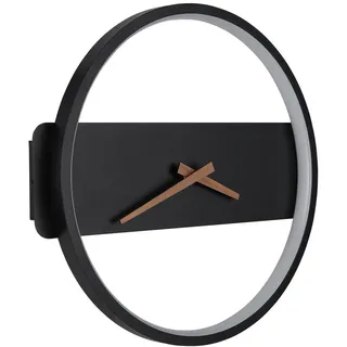 Globo Wanduhr , Schwarz, Weiß , Metall, Kunststoff , 32x35 cm , Ce , Hintergrundbeleuchtung , Dekoration, Uhren, Wanduhren