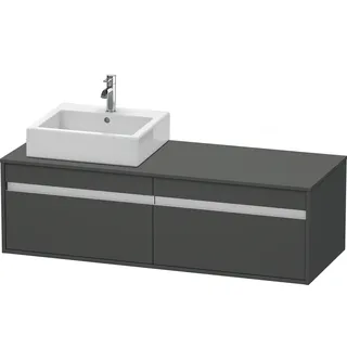 Duravit Ketho Konsolenwaschtischunterbau wandhängend, 1400x426x550 mm, 2 Auszüge, für Aufsatzbecken, Position rechts, KT6697R4949, Farbe: Graphit Matt Dekor