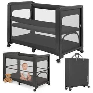 Lionelo Patty 5-in-1 Reisebett & Beistellbett mit Matratze, Faltbares Kinder-/Babyreisebett mit Tragetasche & Rollen, Laufstall - Ideal von Geburt bis 15 kg