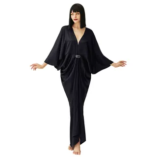 BABEYOND 1920er Jahre Satin Kokon Kleid - Hollywood-Stil Robe Great Gatsby Party Outfit Fledermausärmel Art Deco Mantel, Schwarz, Einheitsgröße