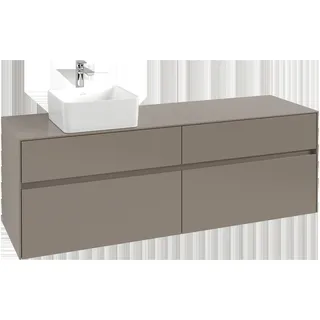 Villeroy & Boch Collaro Waschbeckenunterschrank, Wandmontage, 4 Auszüge, Waschbecken links, 1600x548x500mm, C05000VM, Farbe: Front/Korpus: Taupe, Griff: Taupe