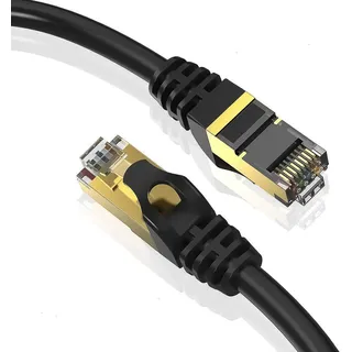 Netzwerkkabel 1.5m Cat 8 Ethernet Kabel LAN Kabel RJ45 40Gbps 2000MHz S FTP für Internet Gaming PC Laptop Router PS5 Xbox Schwarz Reagle