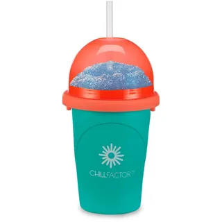 Magic Freez Slushy Maker – Tragbarer Slushy Becher aus Silikon mit 2-in-1 Strohhalm und Löffel – Slush Ice Maker für erfrischende Slushies – Slushi Cup zum Slush Eis selbermachen – 370ml