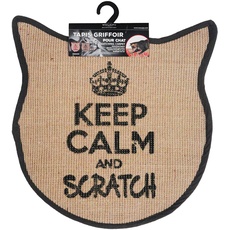 Wouapy - Kratzmatte für Katzen – Kratzteppich aus Sisal – Design & Trend – Aufschrift Keep Calm and Scratch – Grau Anthrazit 55 x 31 x 0,7 cm