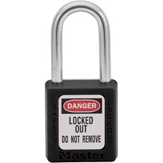 Master Lock ML410BLK 410BLK Lockout Tagout Sicherheitsvorhängeschloss, schwarz, 9,2 x 4,8 x 2,7 cm