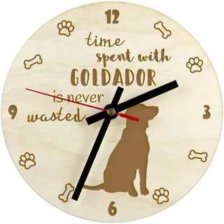 Goldador, Golden Retriever Lab Mix - Uhr mit Hund, Holzuhr mit Gravur, personalisierte Uhr von Art-Dog
