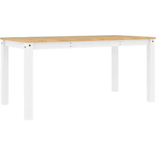 vidaXL Esstisch Panama Weiß 160x80x75 cm Massivholz Kiefer - Weiß