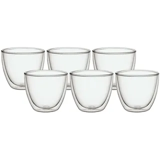 Thermoglas VILLEROY & BOCH "Doppelwandige Becher Manufacture Rock 250 ml 6er Set transparent", bunt (transparent), 6 tlg., Glas, Trinkgefäße, Thermoglas