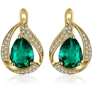 JewelryPalace 3.7 ct Luxus Grün Simulierte Nano Smaragd Ohrstecker Ohrring 925 Sterling Silber Rosegold Gold