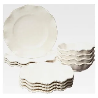 Geschirr-Set Perlette, Melamin, cremefarben, 12-teilig - Beige