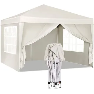 Woltu Faltpavillon 3 x 3 m inkl. 4 Seitenteile Beige
