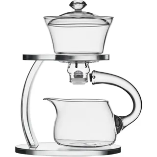 Fire Kirin, Glas-Teekannen-Set, Halbautomatisches Tropfenrotieren mit Infuser, Chinesisches hitzebeständiges Lazy Kungfu Teeset, (transparent, Teekanne)