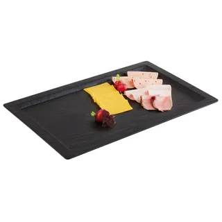 APS GN 1/1 Tablett Slate, 53 x 32,5 cm, Höhe 1,5 cm, Melamin, schwarz, Schieferlook