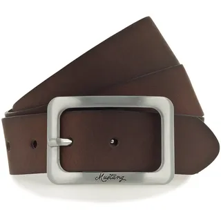 Ledergürtel MUSTANG "Rachel", Damen, Gr. 85, braun, Rindsleder, unifarben, Basic, Gürtel Ledergürtel, Eckige, mattfarbene Schließe, 3,5 cm