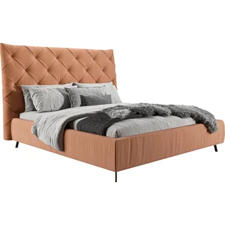 Home affaire Polsterbett »Maxime, in 4 Breiten bis 200cm, auch in Leder« Kopfteilhöhe 143 cm, belastbar bis 280 kg, auch in Überlänge 220cm, orange