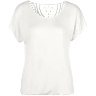 VIVANCE Kurzarmshirt »mit Häkelspitze am Rücken« aus weichem Viskose-Stretch, beige