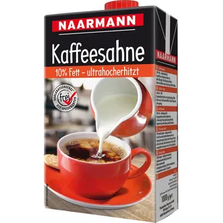 Naarmann Kaffeesahne 10 Prozent Fett wärmebehandelt sahnig 1000ml