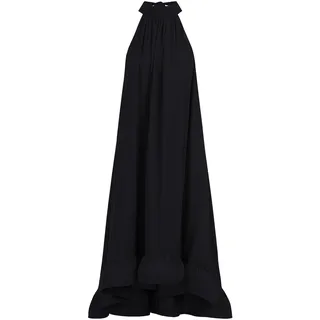 APART Fashion Damen Babydoll Chiffon Kleid, hoher Halsausschnitt, asymmetrischer Saum, Geraffter Volant, fließendes Midikleid in A-Linie, ärmelloses voll gefüttertes Sommer Abendkleid